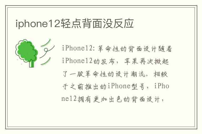 iphone12轻点背面没反应